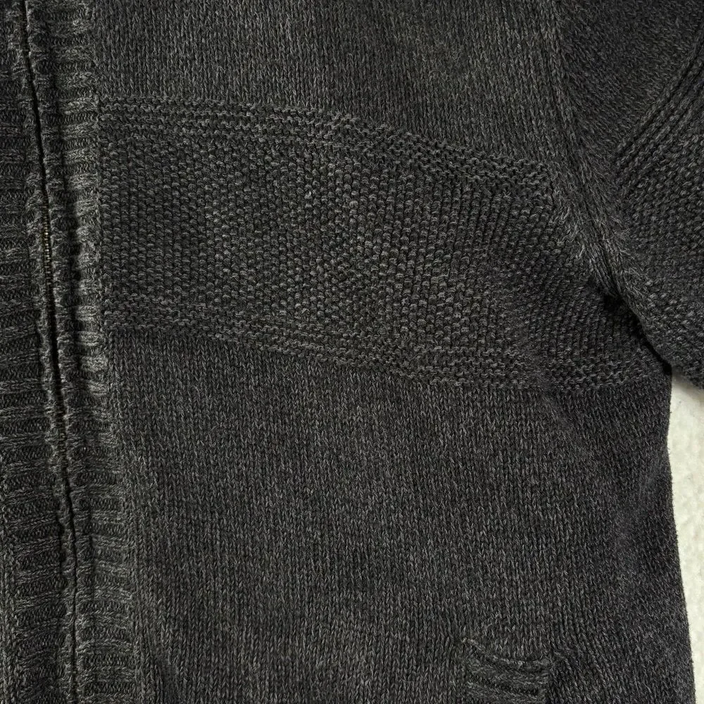 Vintage BOSTON TRADERS 100% Pure Wool Sweater Blue Sz L‎ Cable Chunky Full Zip